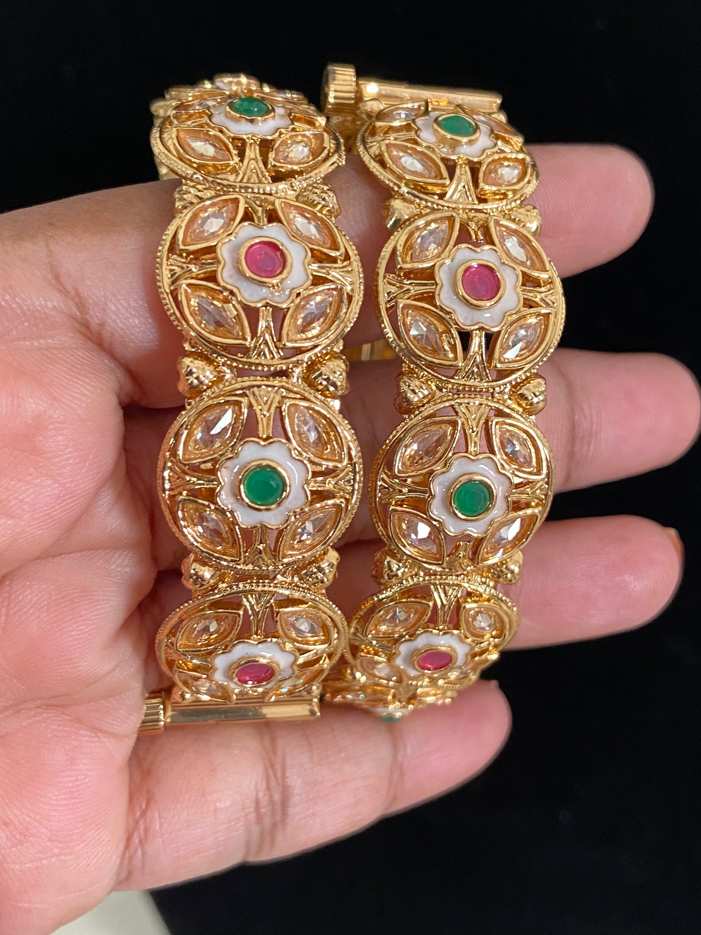 Antique Polki Openable Bangles | Indian Traditional Bangles