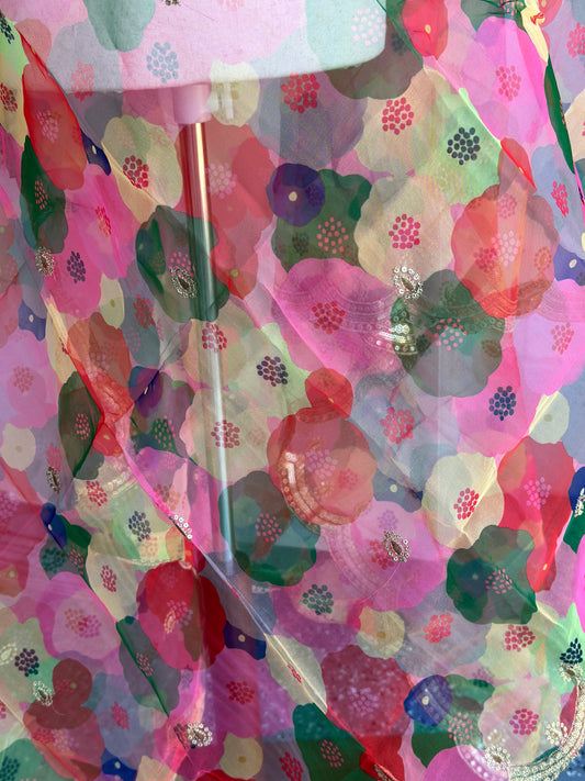 Organza Cutwork Border Dupatta | Partywear  Dupatta