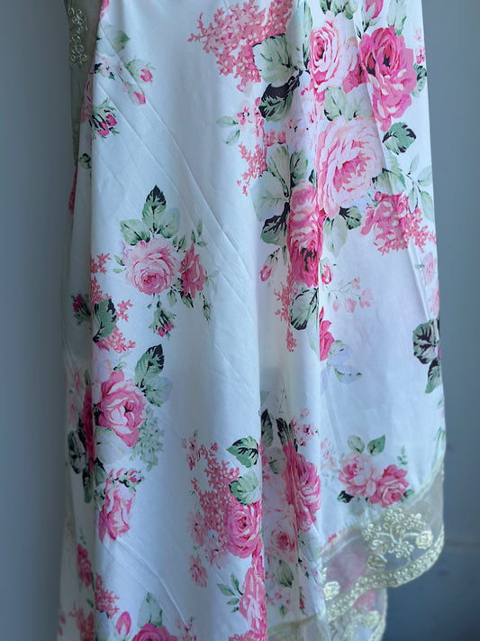 Muslin Floral Printed designer Dupatta | Partywear Dupatta