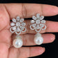 AD Pearl Rhodium Earrings | Indian Earrings In USA