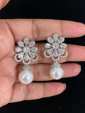 AD Pearl Rhodium Earrings | Indian Earrings In USA