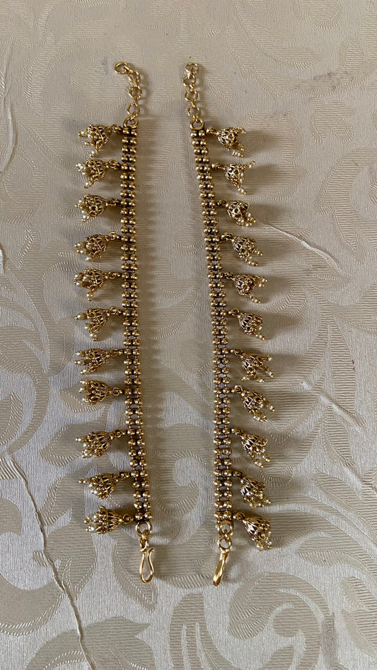 Small Jumki Champaswaralu | Hair accessories | indian  Ear Chains