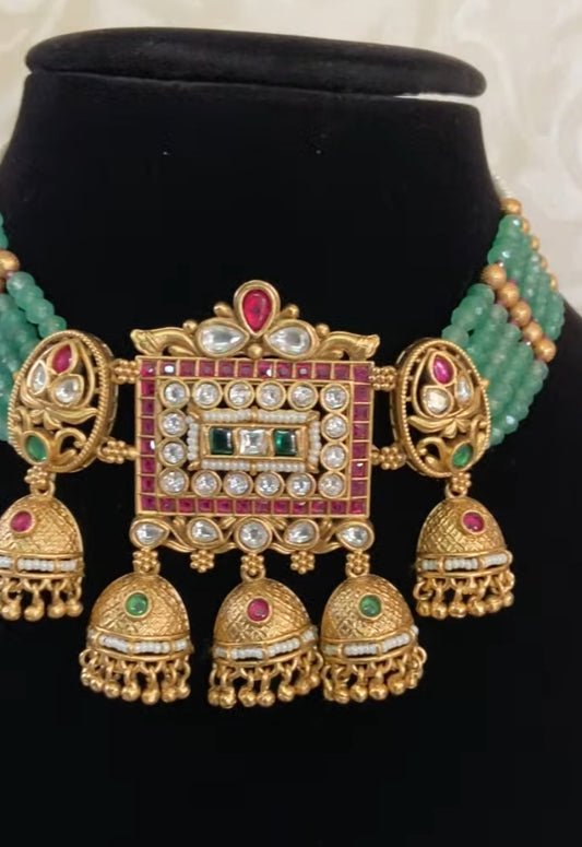 Jumki Drop Pendant Choker | Vintage Jewellery | Latest Indian jewelry