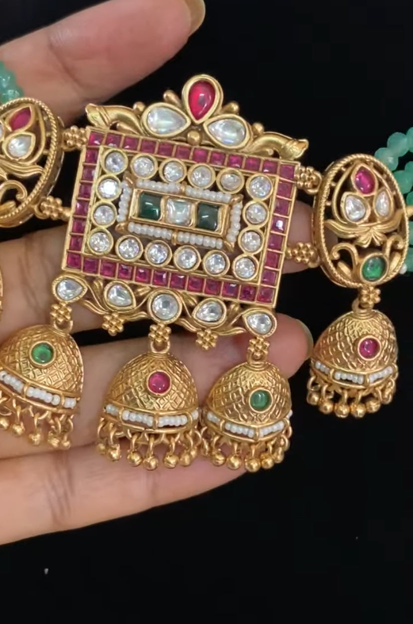 Jumki Drop Pendant Choker | Vintage Jewellery | Latest Indian jewelry