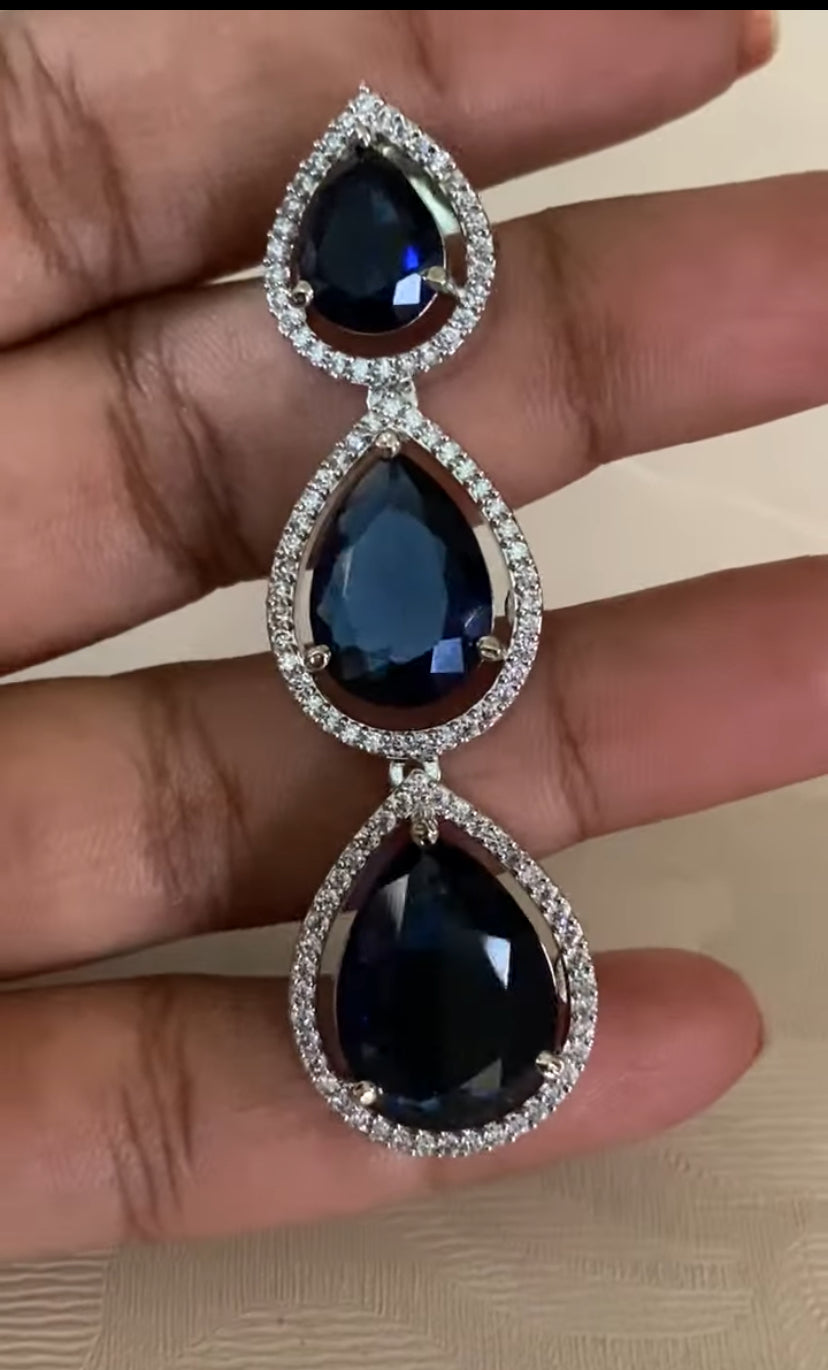 AD Teardrop Blue stone Earrings