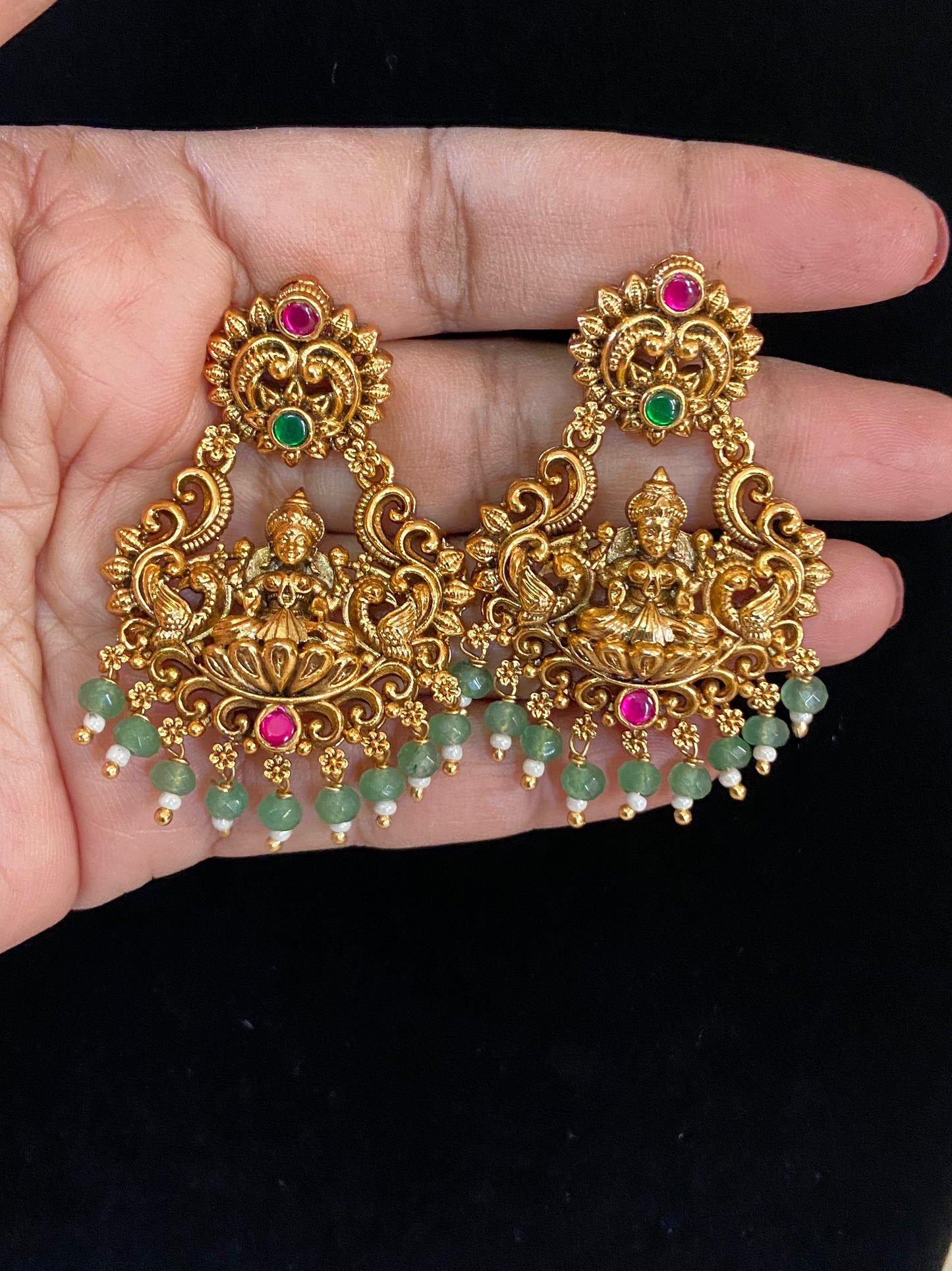 Antique Temple Earrings | Traditional Lakshmi Earrings