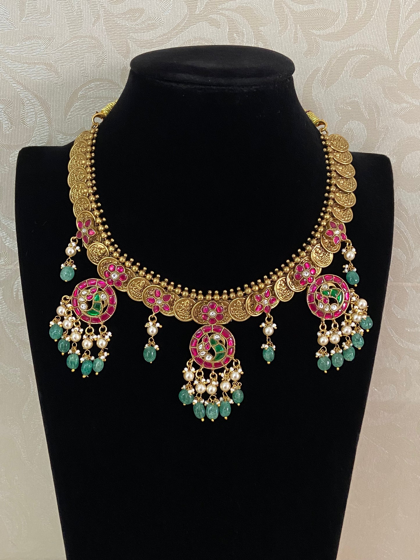 Kundan Pendants Kasula Necklace | Indian Traditional Jewlery In USA