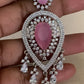 Pink Rhodium Fancy Earrings | Indian jewelry in USA