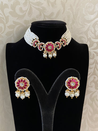Kundan & Pearl Choker Necklace | Indian Necklace
