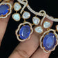 Sapphire & Moissanite Necklace | Latest Indian jewelry