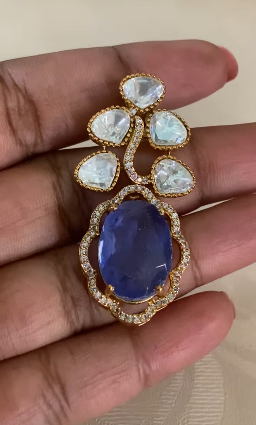 Sapphire & Moissanite Necklace | Latest Indian jewelry