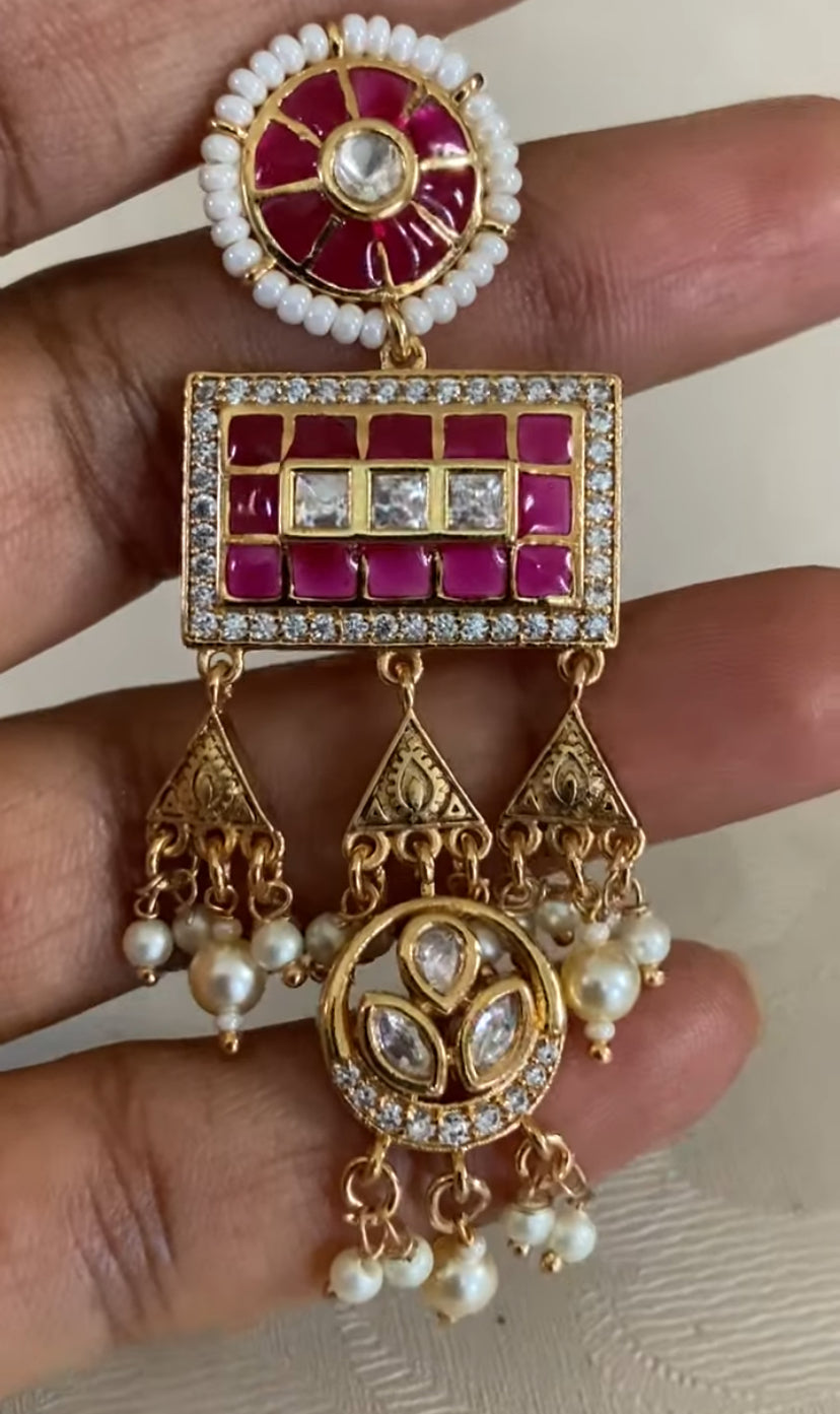 Polki Kundan Long Haram With Earrings | Indian wedding jewellery