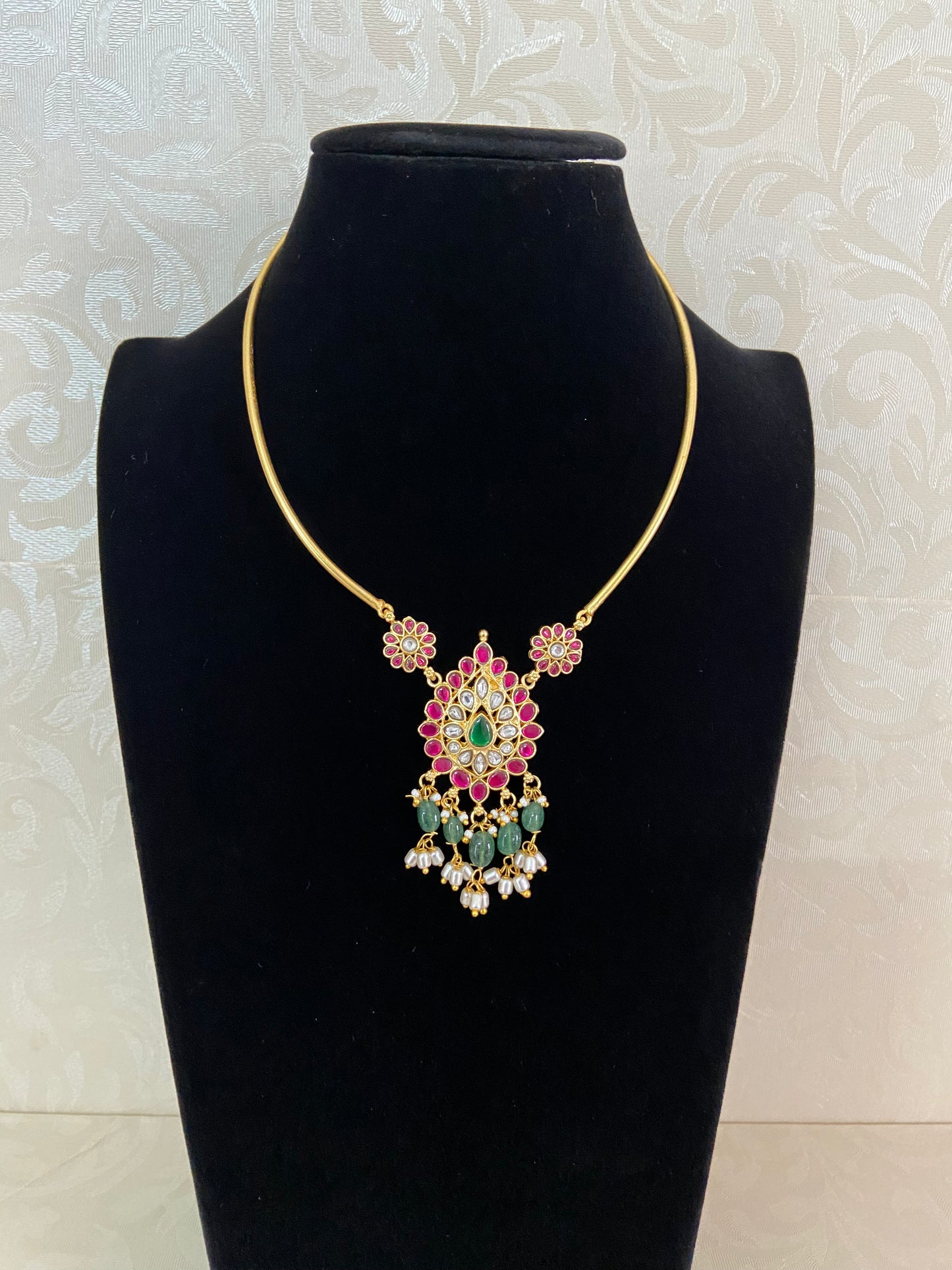 Traditional  Jadau Kudan Pendant Hasli  | Indian Jewelry In USA