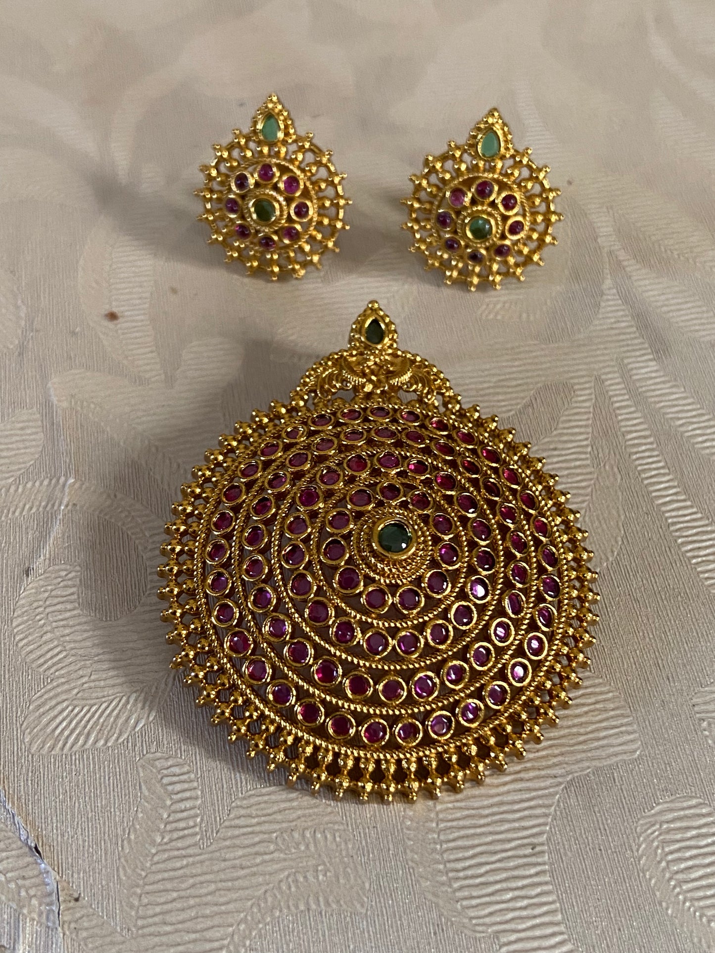 Kempu Pendant Set | Indian Traditional Jewelry
