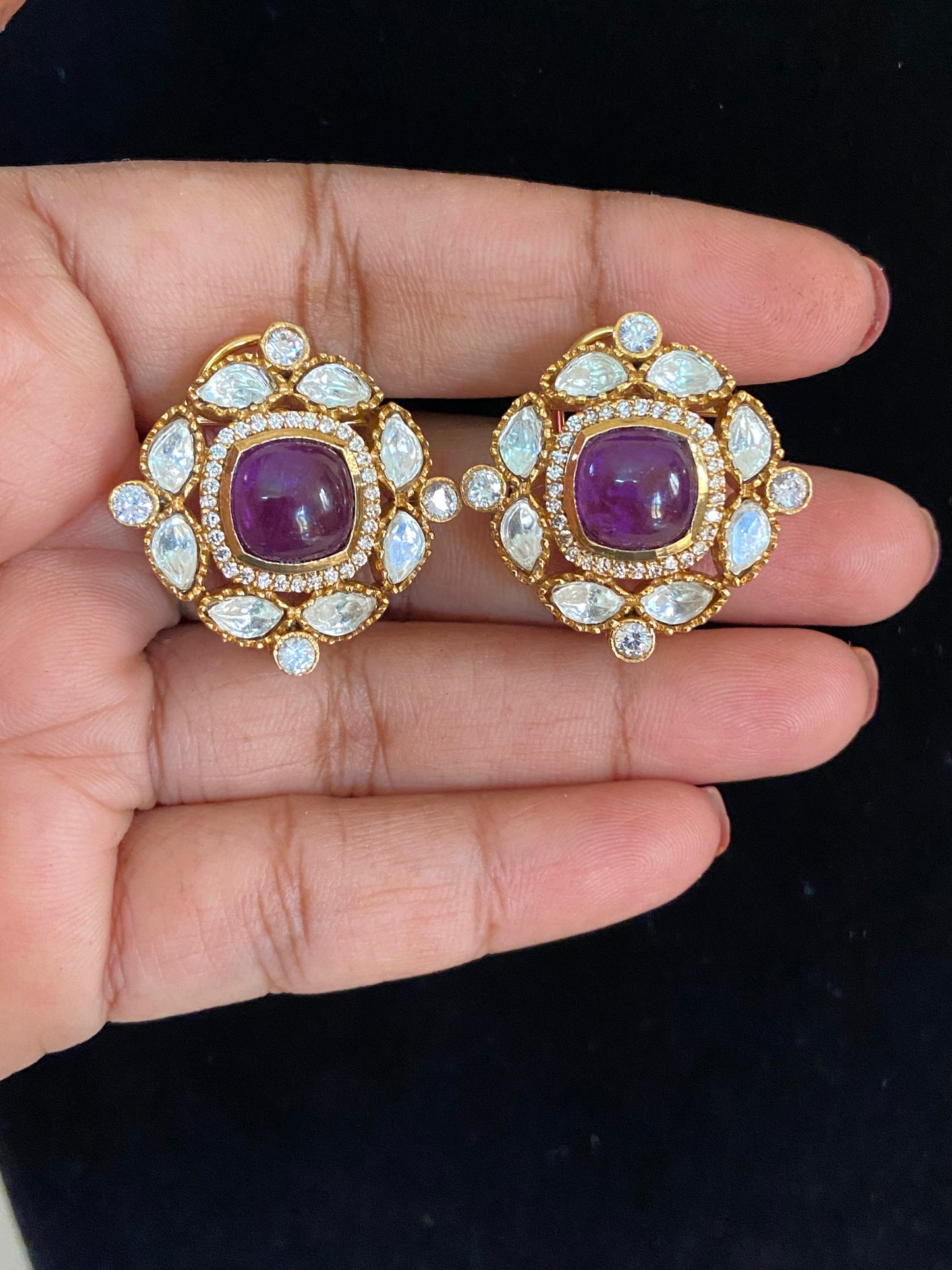 Polki Kundan Studs | Latest Jewelry