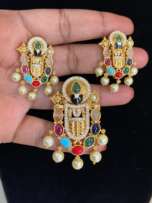 Balaji AD Pendant & Earrings | Indian Jewelry In USA