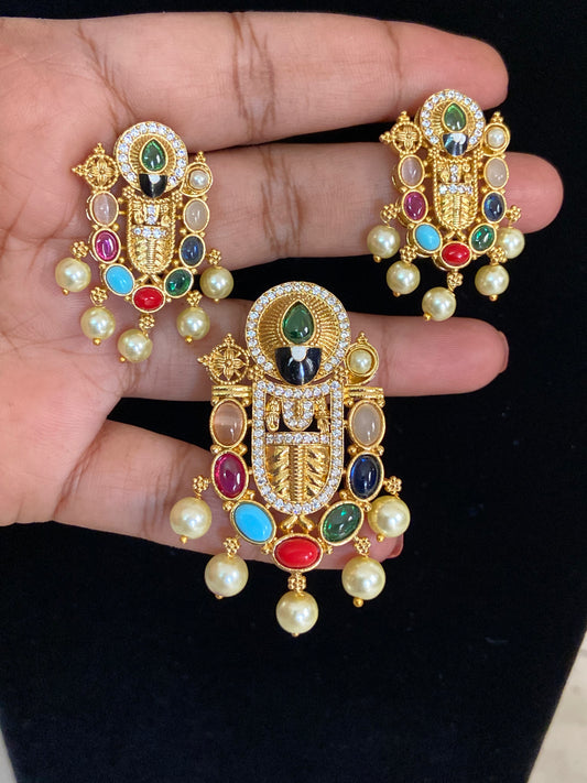Balaji AD Pendant & Earrings | Indian Jewelry In USA
