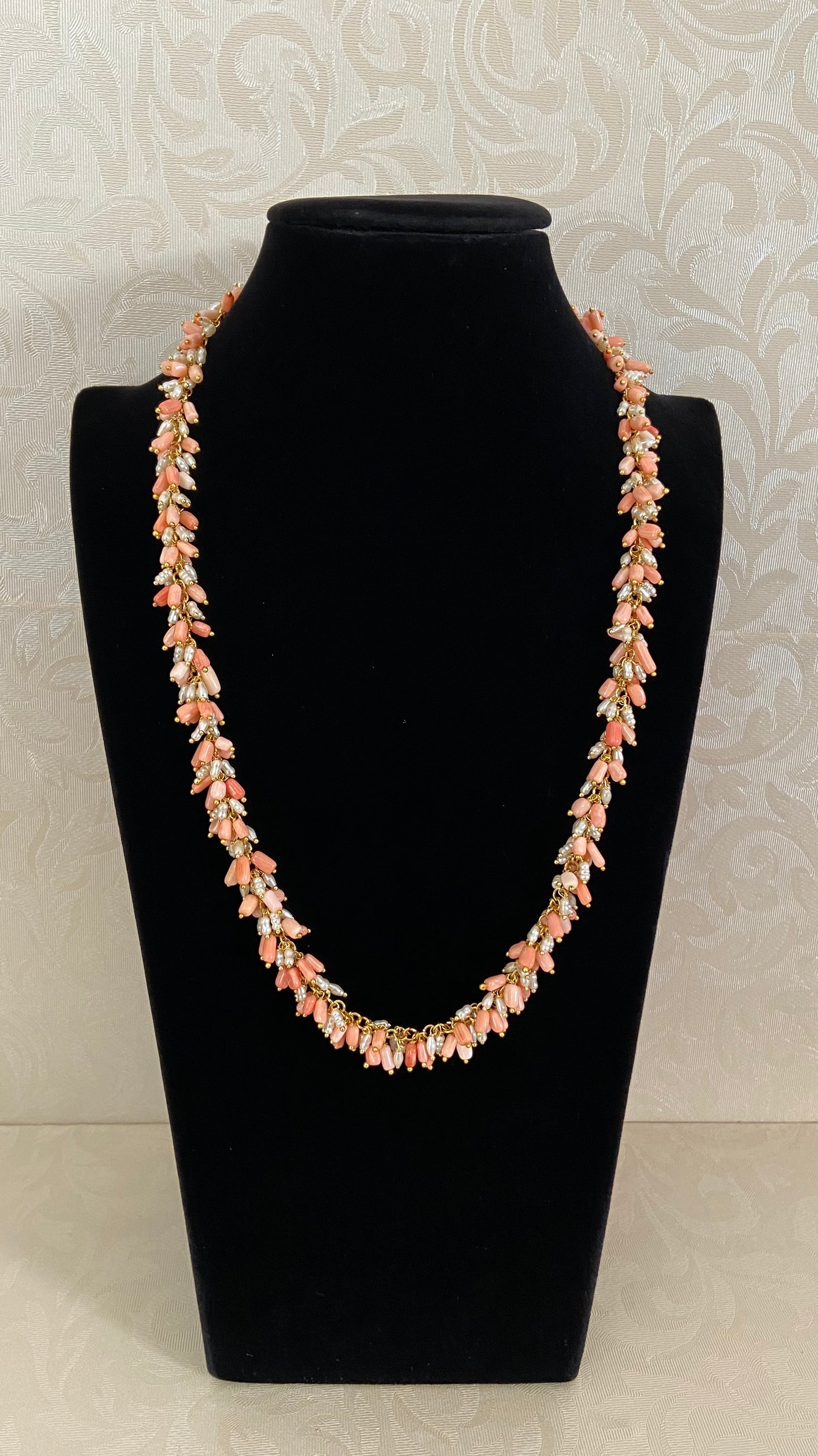Coral & Pearl Bunch Necklace  | Indian Jewelry In USA