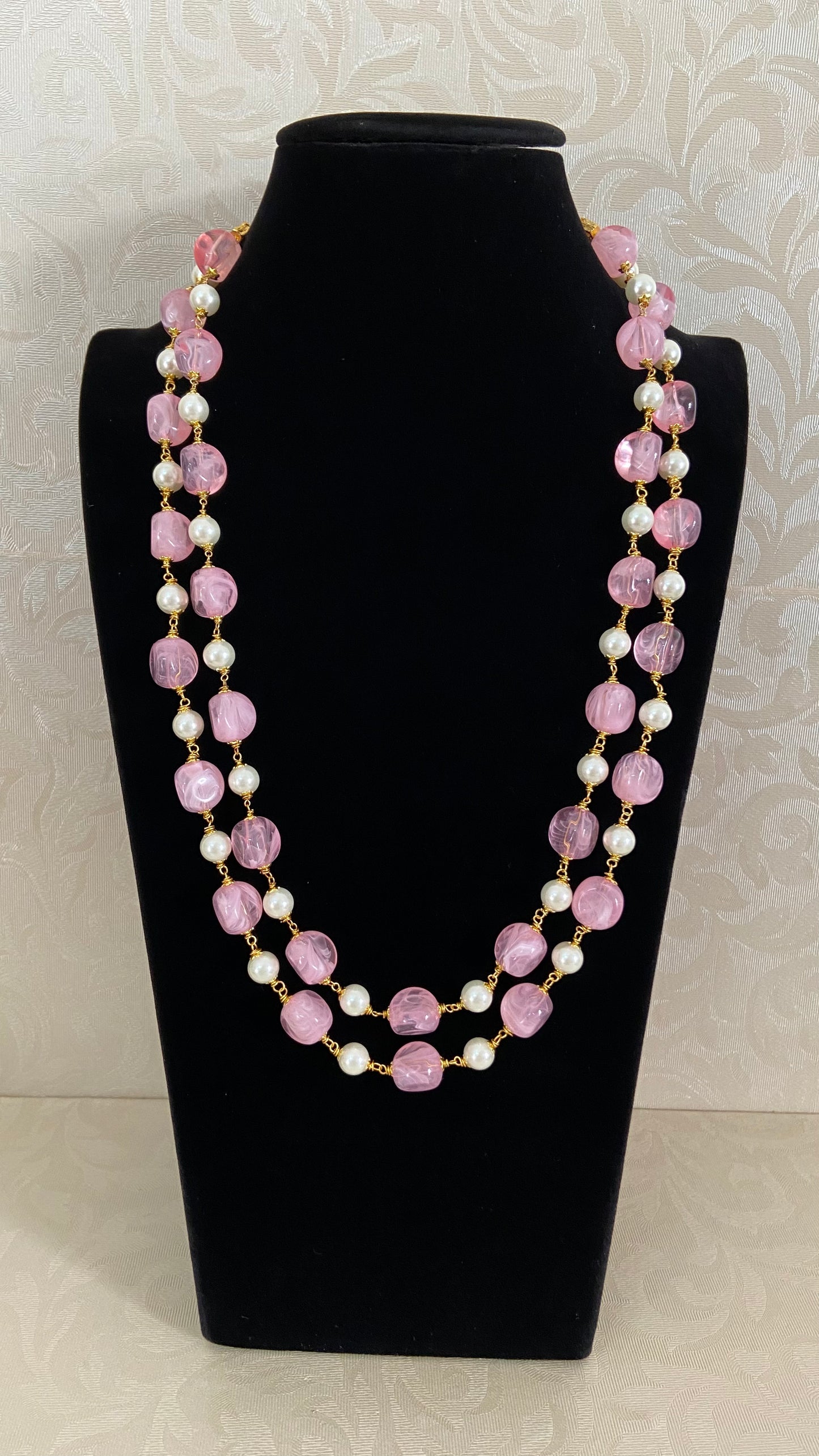 Two Layered Beads & Pearl Mala | Indian Beads Jewelry