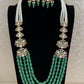 Vintage Green & Pearl Mala With Earrings