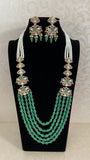 Vintage Green & Pearl Mala With Earrings