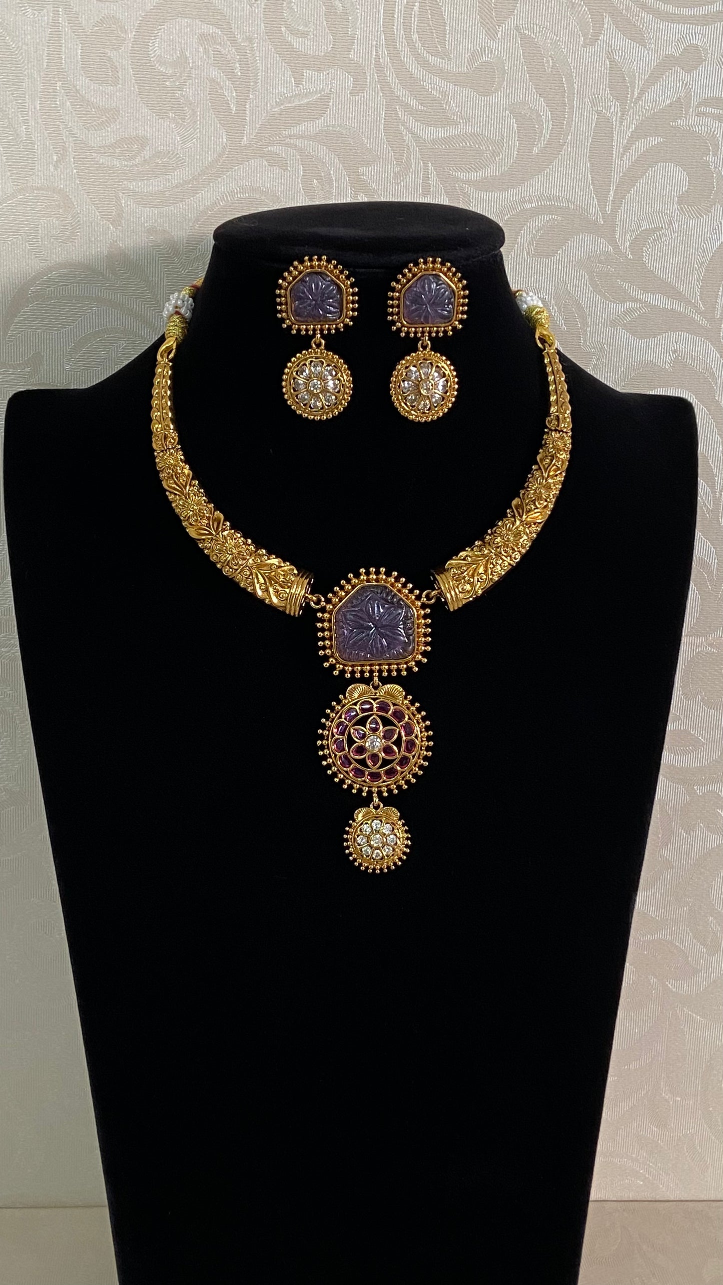 Carved Stone Pendant Antique Kante Set | Traditional Jewelry In USA