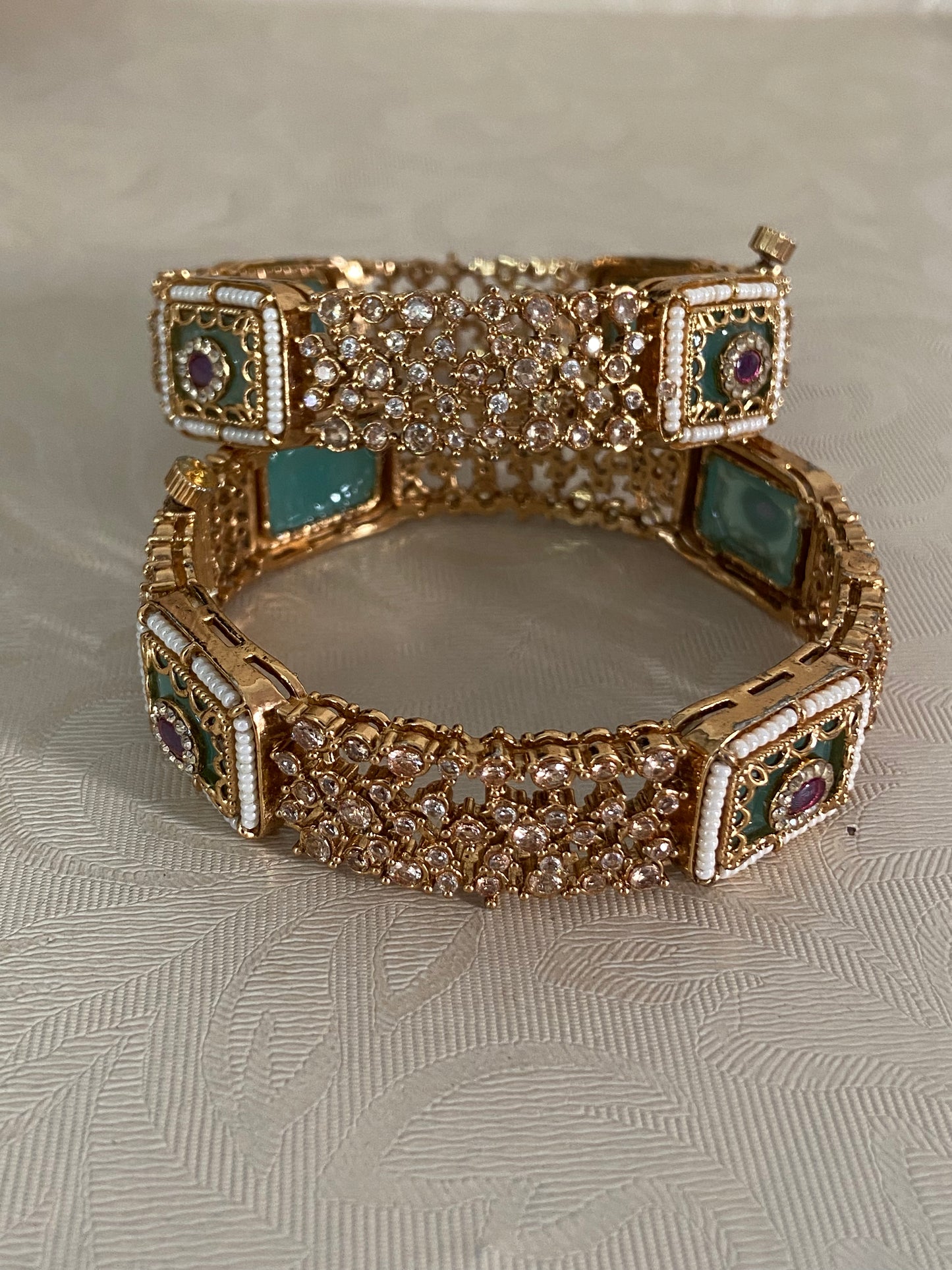 Semi Precious Kundan CZ Bangles | Openable Indian Bangles
