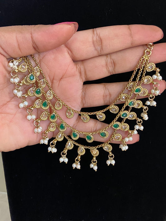 Antique Kundan Ear Chains  | Hair accessories | South Indian Champaswaralu