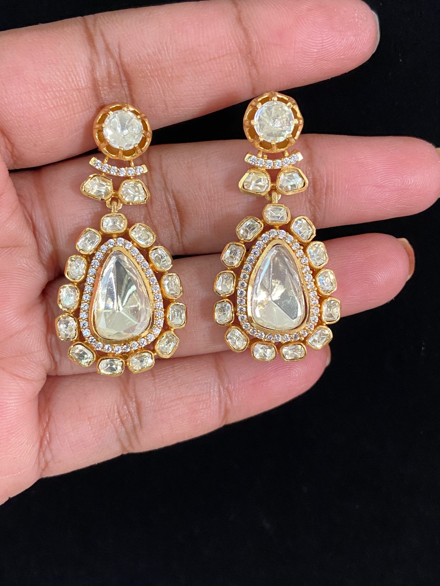 Moissanites Polki Kundan Earrings | Indian jewelry In USA