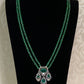 AD Victorian Pendant Onyx Beads Mala Necklace With Earrings