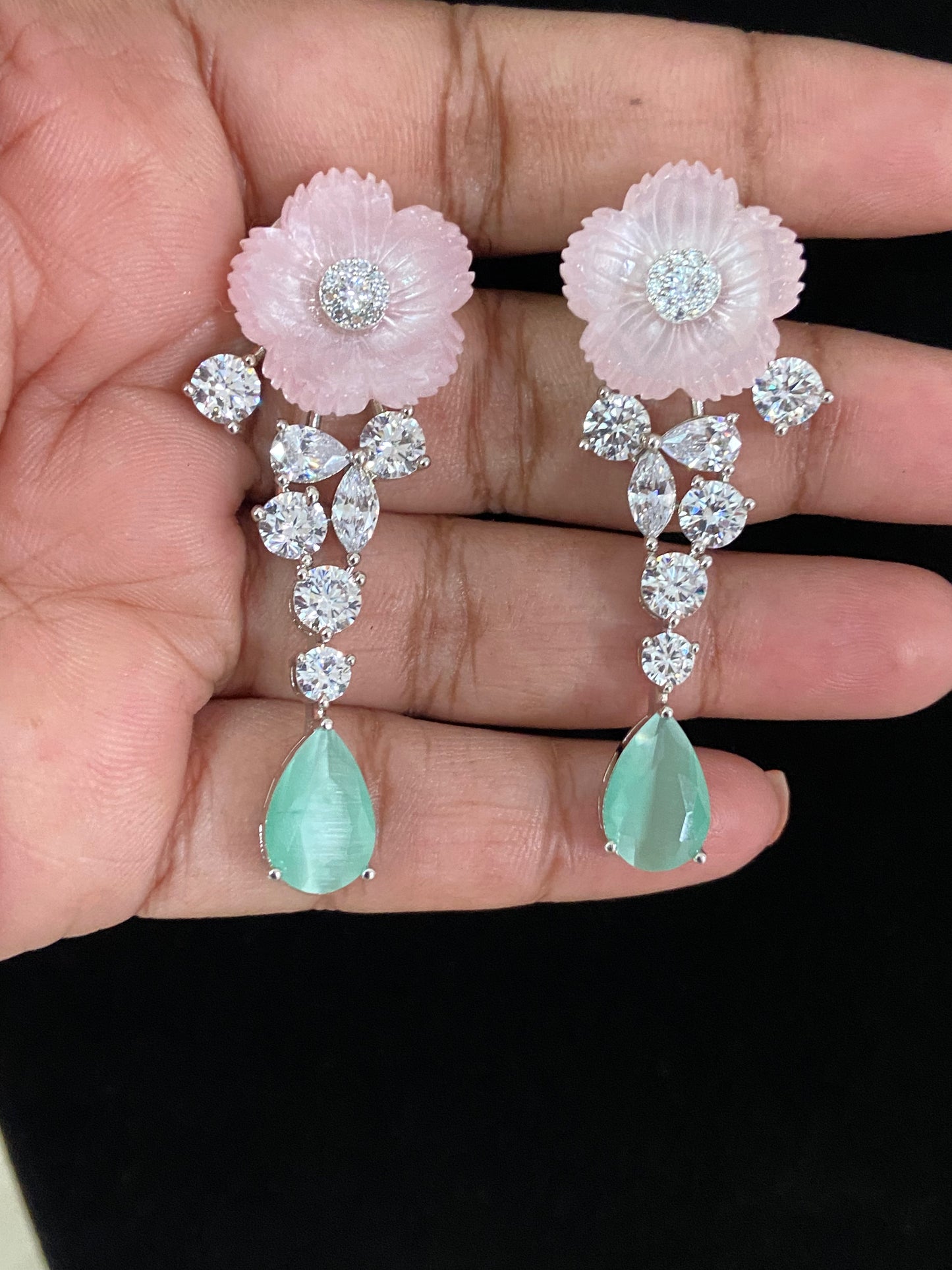 Beautiful Flower AD Earrings | Latest Indian Jewelry In USA