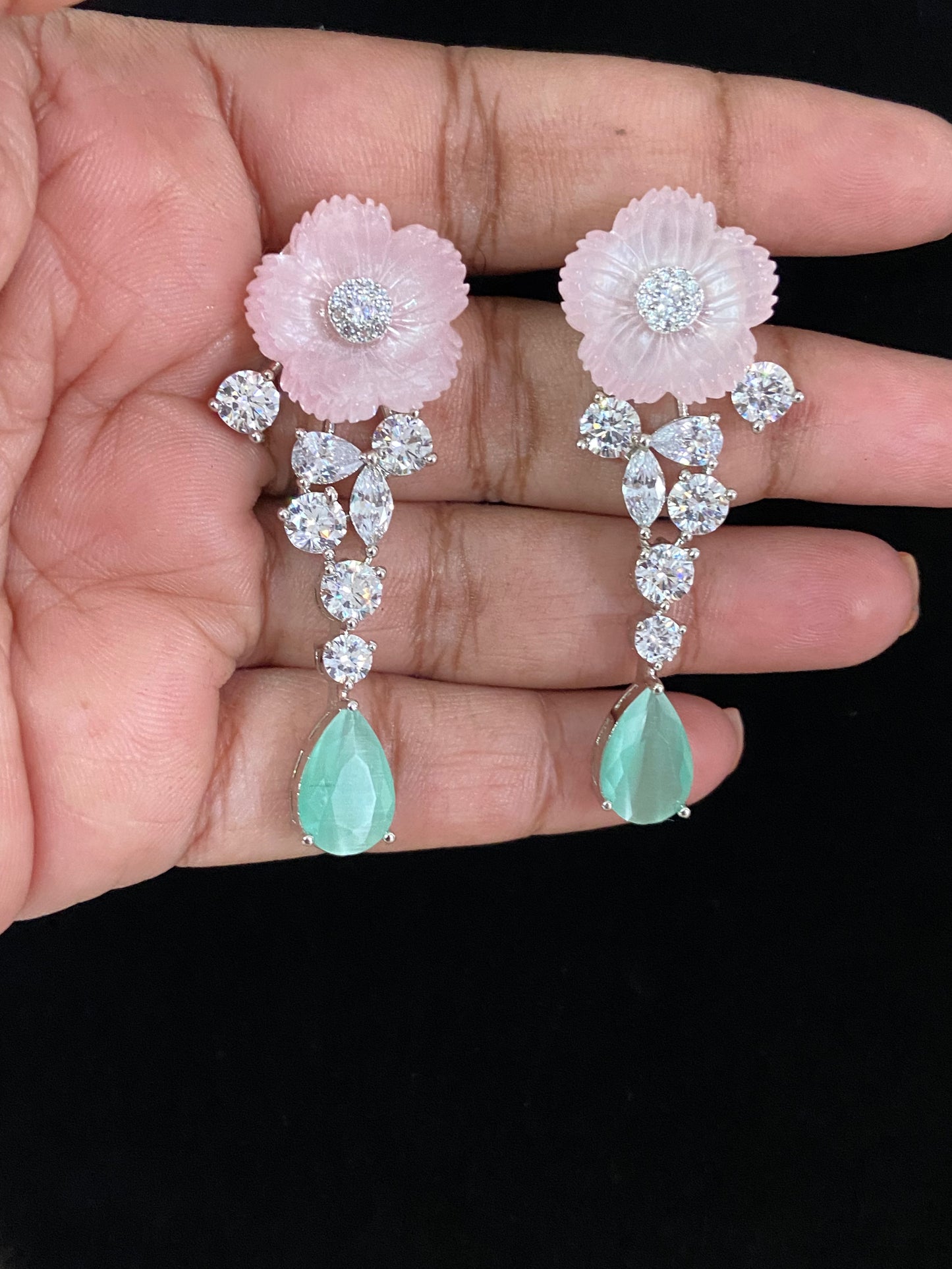 Beautiful Flower AD Earrings | Latest Indian Jewelry In USA