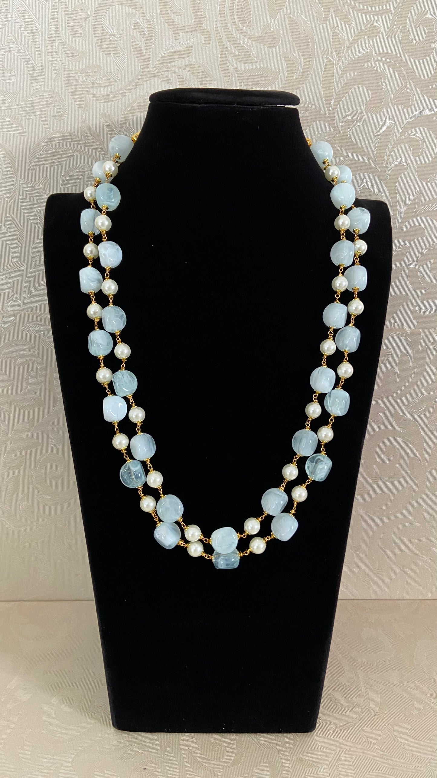 Two Layered Beads & Pearl Mala | Indian Beads Jewelry