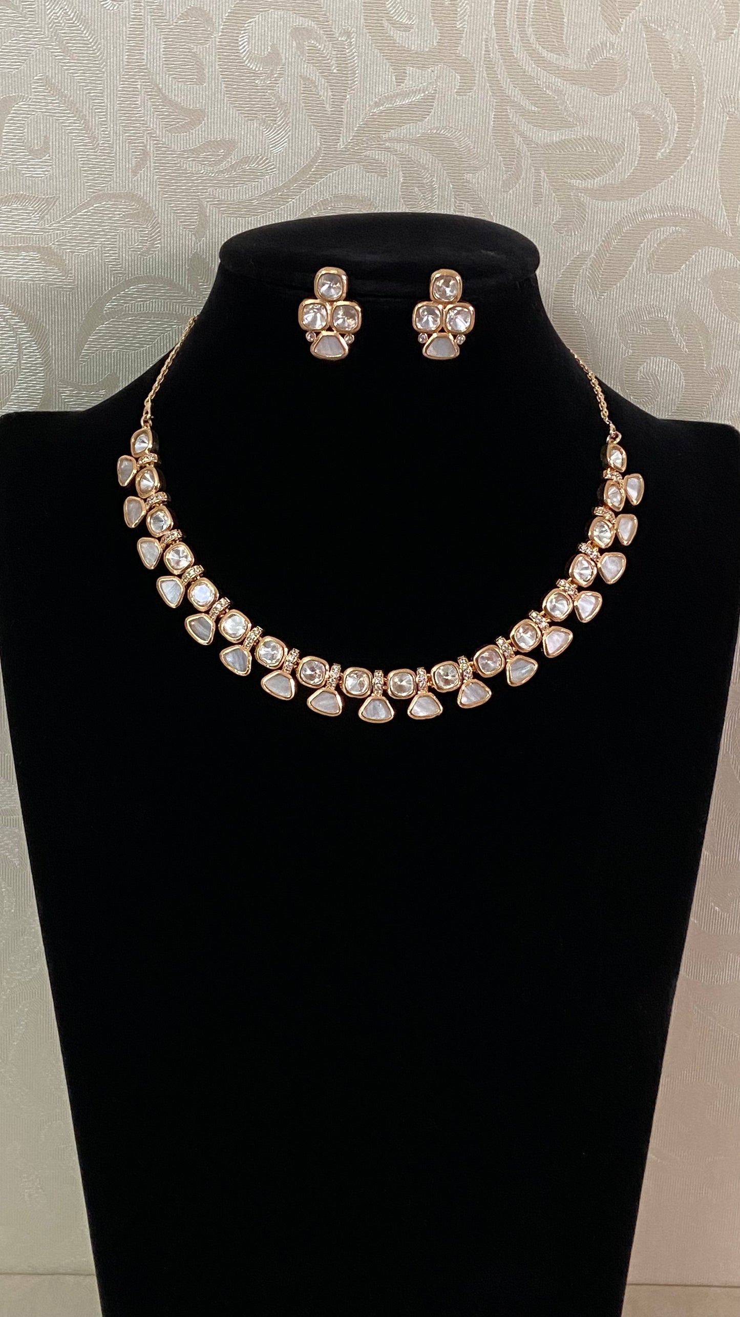 Kundan with MOP Fusion Necklace Set | Indian Jewelry In USA