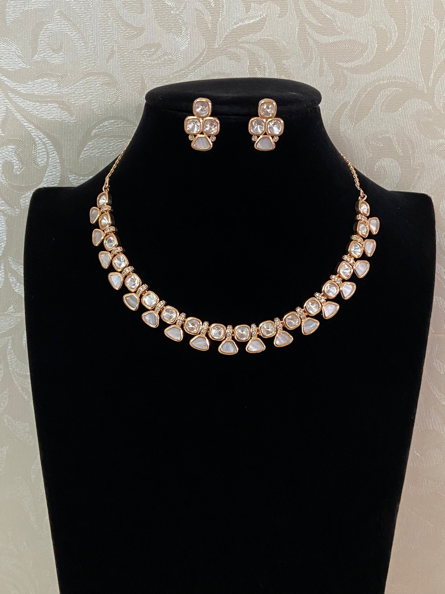 Kundan with MOP Fusion Necklace Set | Indian Jewelry In USA