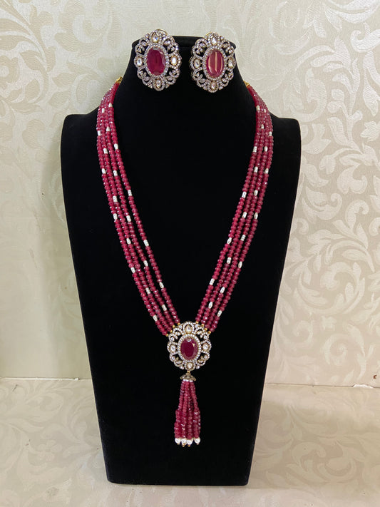 Victorian Pendant Beads Necklace With Studs | Indian Jewelry in USA