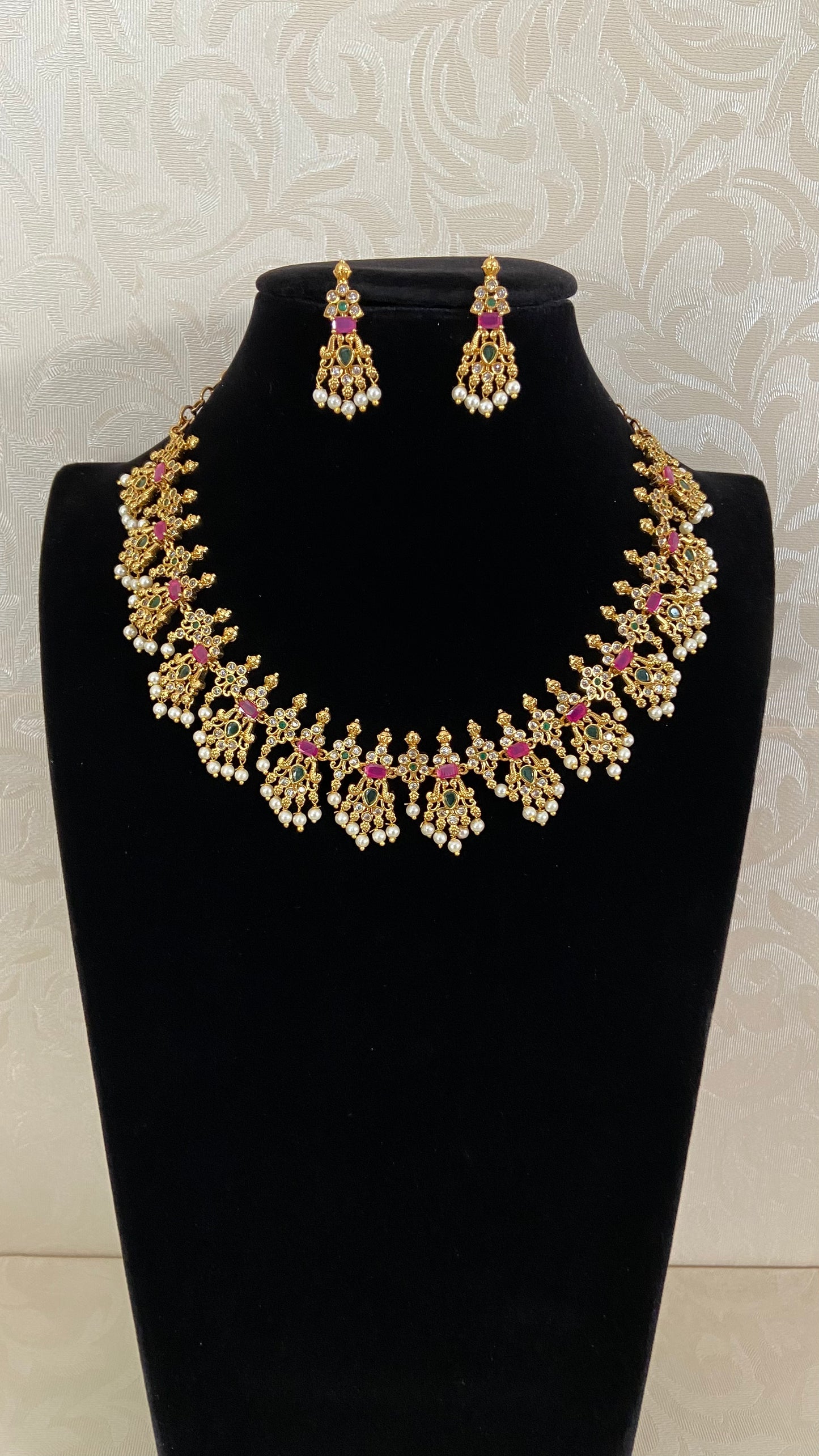 Antique CZ Necklace Set | Indian Jewelry In USA
