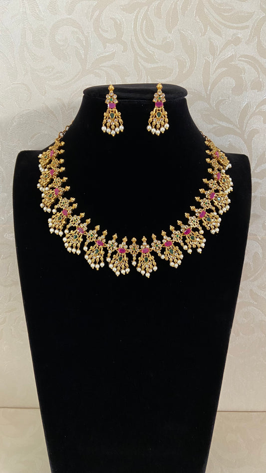 Antique CZ Necklace Set | Indian Jewelry In USA