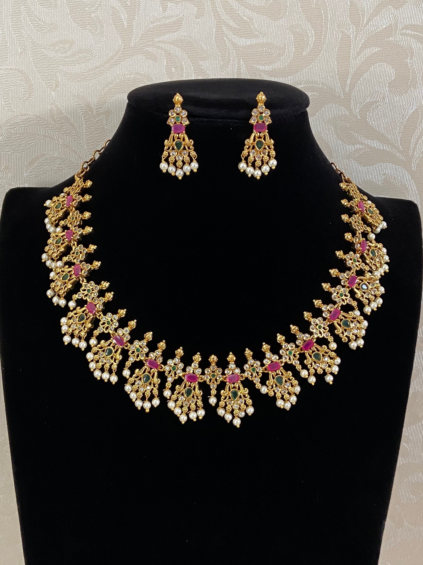 Antique CZ Necklace Set | Indian Jewelry In USA