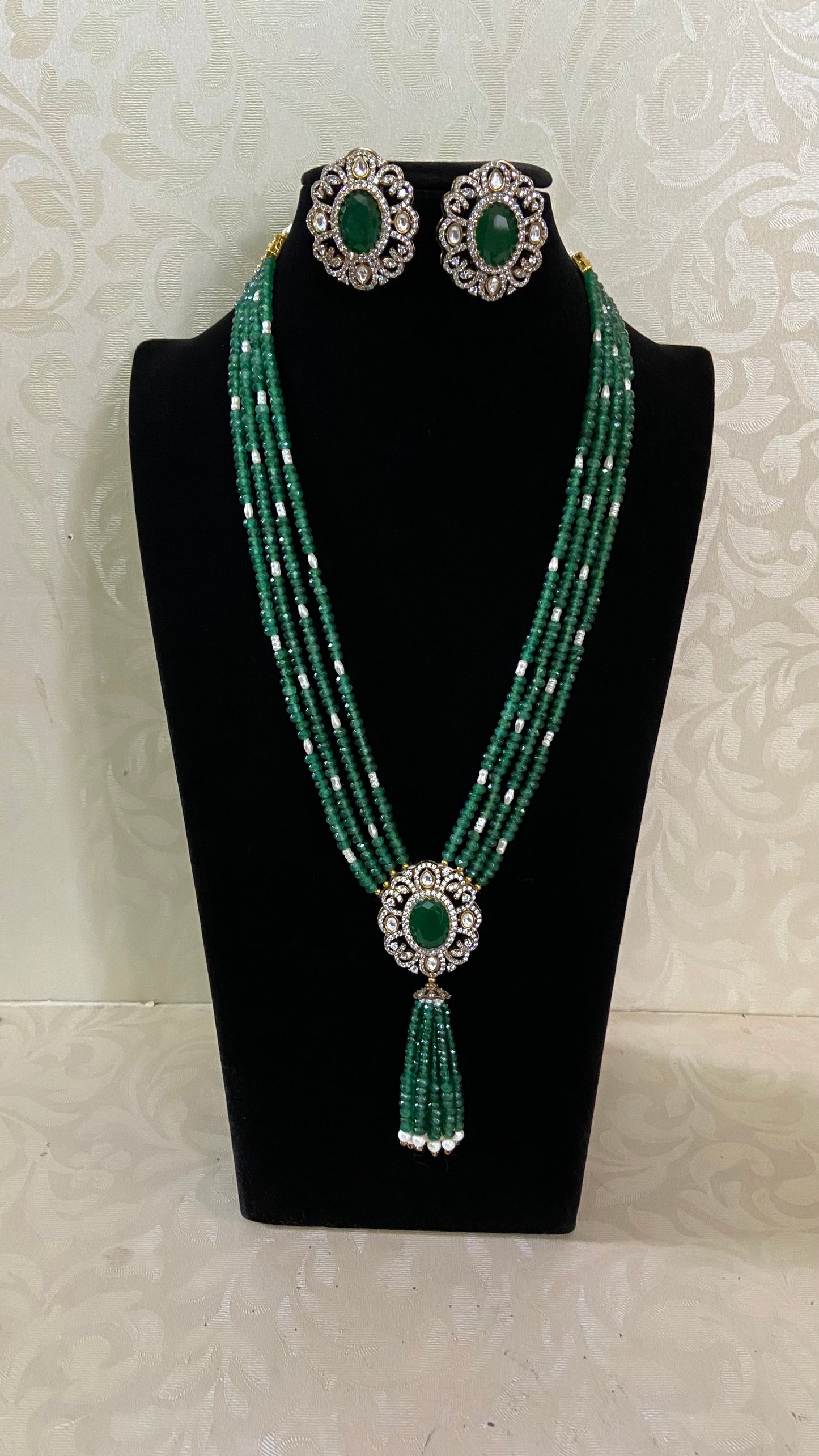 Victorian Pendant Beads Necklace With Studs | Indian Jewelry in USA