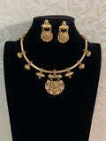 Antique Ruby Green Hasli Necklace Set | Traditional Jewelry In USA