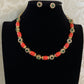 Coral Beads & AD Necklace