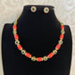 Coral Beads & AD Necklace