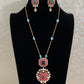 Moissanite Jadau Kundan Pendant Simple Chain Set | Indian Jewelry In USA