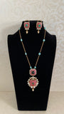 Moissanite Jadau Kundan Pendant Simple Chain Set | Indian Jewelry In USA