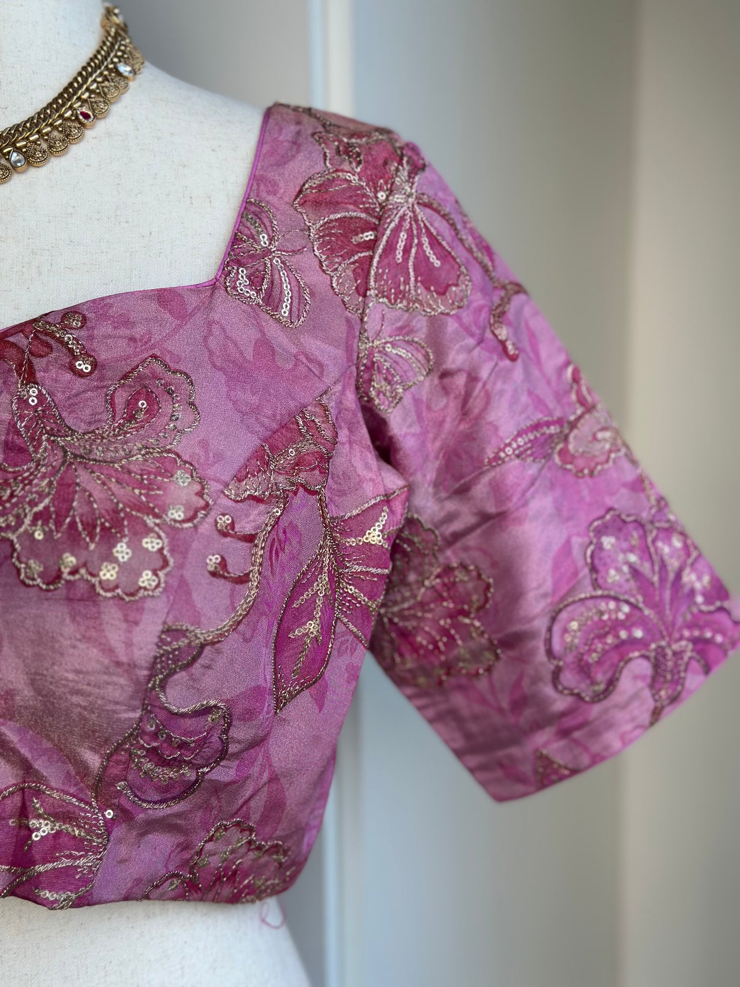 Printed Embroidery Tissue Blouse | Saree Blouses in USA