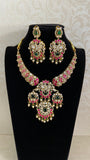Moissanite & Jadau Fusion Bridal Necklace With Earrings | Indian Jewelry