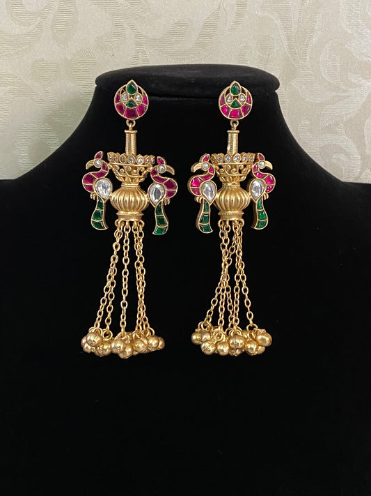 Kundan Peacock Dangle Earrings | Indian Earrings