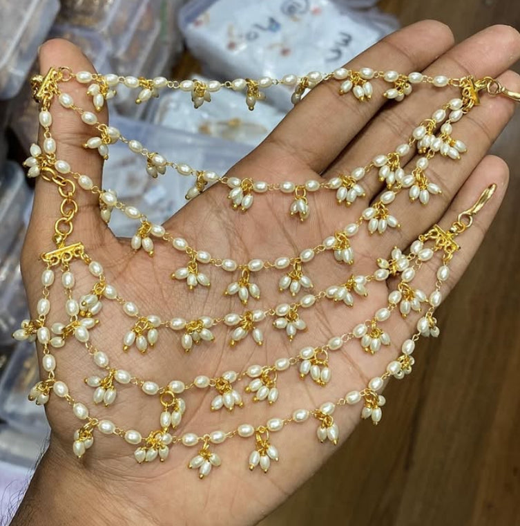 Pearl Champaswaralu | Hair accessories | indian Ear Chains
