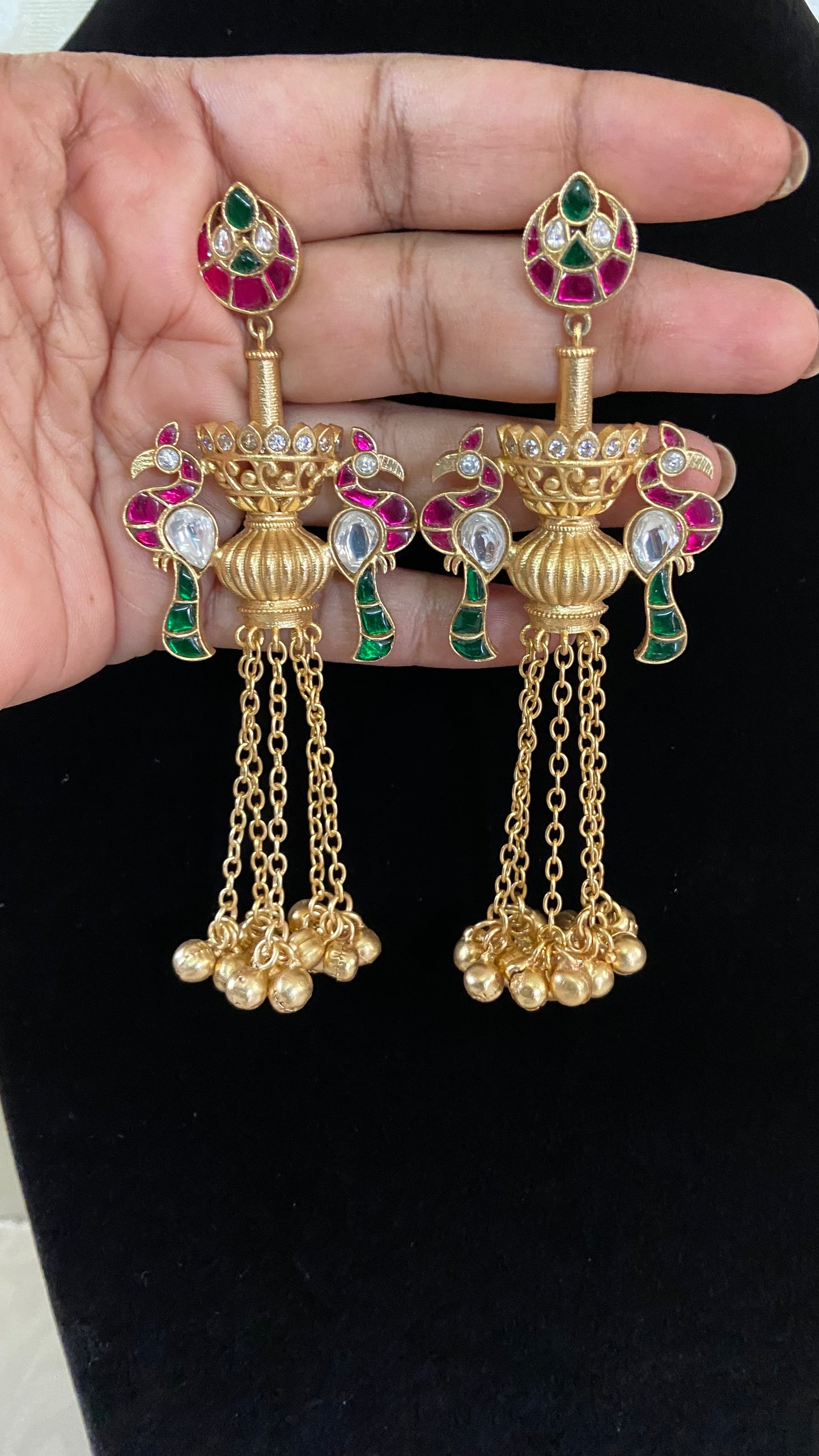 Kundan Peacock Dangle Earrings | Indian Earrings